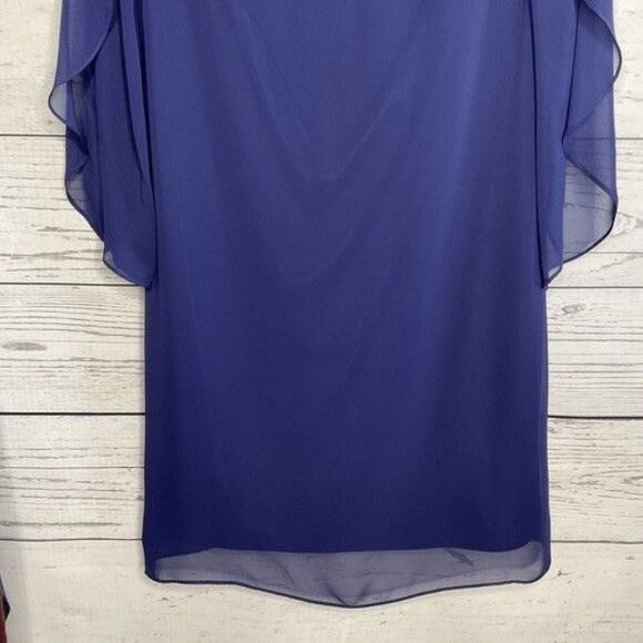 NWT SLNY Cape-Like Sleeve Knee Length Evening Shift Dress Women Size 4 Purple - Picture 9 of 12